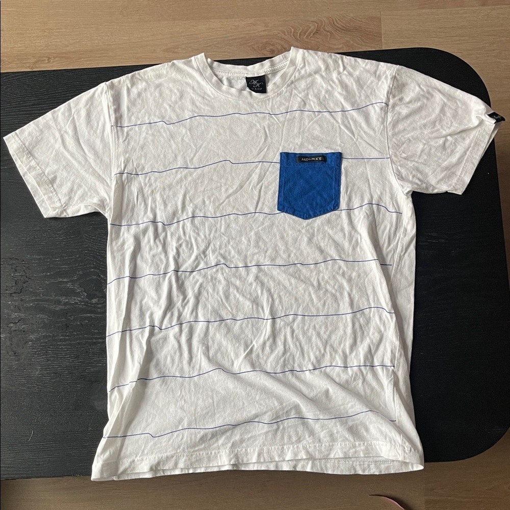 Akomplice Men's White Tee with Blue Pocket